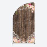 Lofaris Wooden Floral Lace Pattern Wedding Half Moon Arch Backdrop