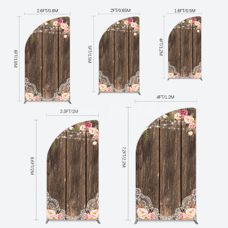 Lofaris Wooden Floral Lace Pattern Wedding Half Moon Arch Backdrop