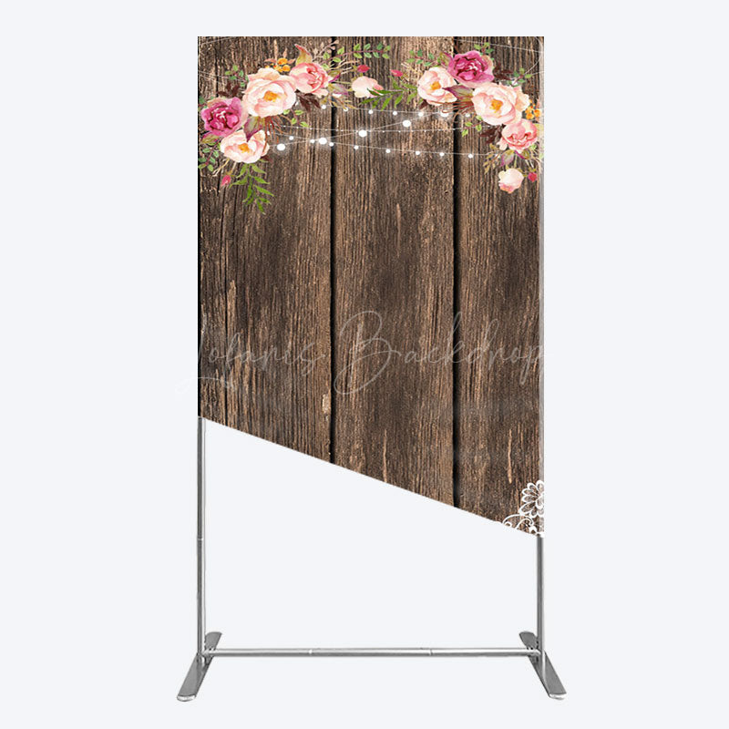 Lofaris Wooden Floral Lace Pattern Wedding Rectangle Backdrop