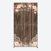 Lofaris Wooden Floral Lace Pattern Wedding Rectangle Backdrop