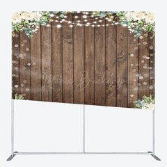 Lofaris Wooden Floral Lights Bokeh Square Tension Backdrop
