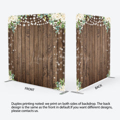 Lofaris Wooden Floral Lights Bokeh Square Tension Backdrop