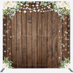 Lofaris Wooden Floral Lights Bokeh Square Tension Backdrop