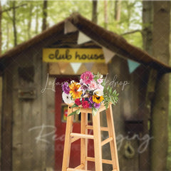 Lofaris Wooden Forest Club House Backdrop Do Not Enter Sign Treehouse Photography Background for Boy Birthday Party