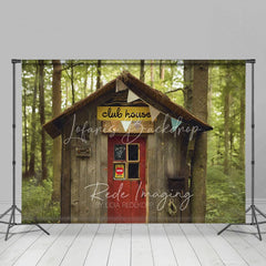 Lofaris Wooden Forest Club House Backdrop Do Not Enter Sign Treehouse Photography Background for Boy Birthday Party