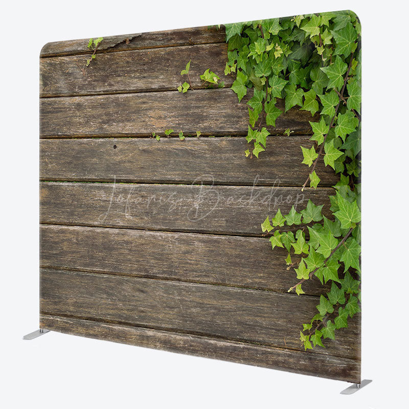 Lofaris Wooden Green Plants Wedding Square Tension Backdrop