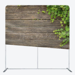 Lofaris Wooden Green Plants Wedding Square Tension Backdrop