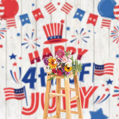 Lofaris Wooden Happy 4th Of July Balloon Flag Photo Backdrop
