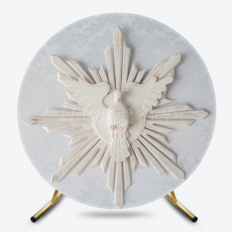 Lofaris Wooden Holy Spirit Pigeon Round Baptism Backdrop