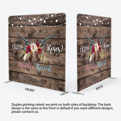 Lofaris Wooden Rose Guns Gender Reveal Tension Fabric Backdrop
