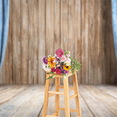 Lofaris Wooden Stage Old Style Curtain Photography Backdrop