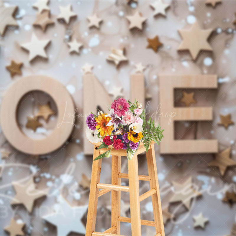 Lofaris Wooden Stars First Birthday Cake Smash Photo Backdrop