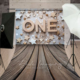 Lofaris Wooden Stars First Birthday Cake Smash Sweep Backdrop