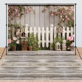 Lofaris Wooden Wall Floor Floral Fence Combo Set Backdrop