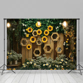 Lofaris Wooden Wall Lighted Greenry Floral Spring Backdrop
