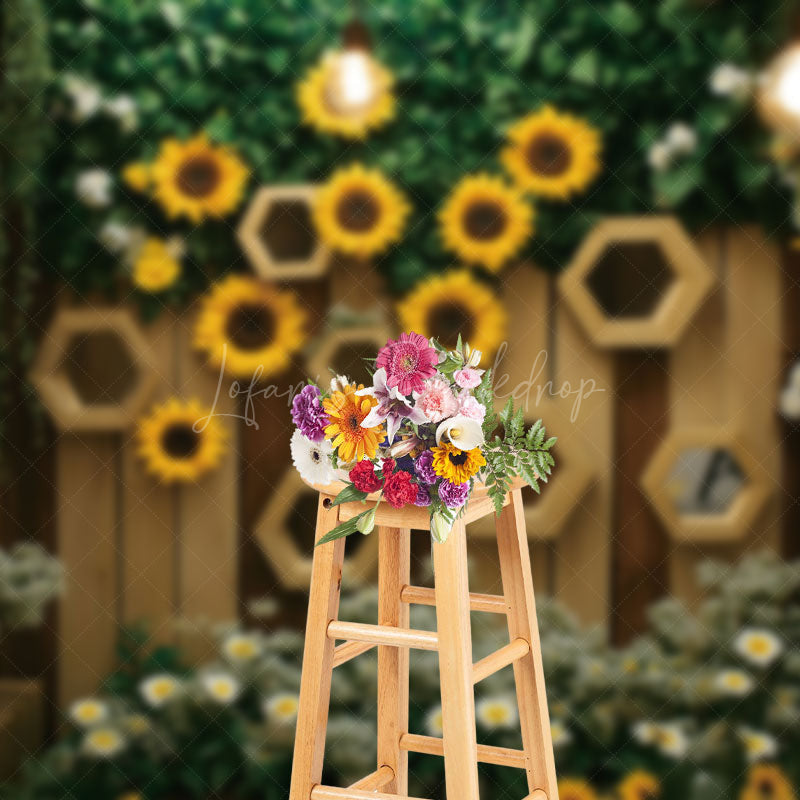 Lofaris Wooden Wall Lighted Greenry Floral Spring Backdrop