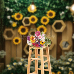 Lofaris Wooden Wall Lighted Greenry Floral Spring Backdrop