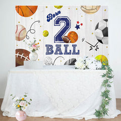 Lofaris Wooden Wall Sports Born 2 Ball Boys Birthday Backdrop
