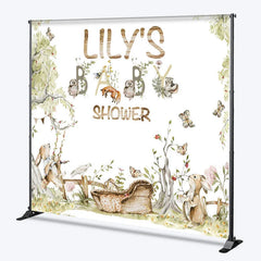 Lofaris Woodland Animals and Floral Custom Backdrop Baby Shower Party Decor for Personalized Celebration