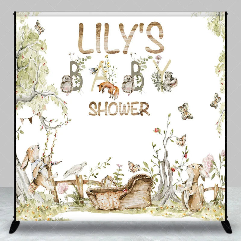 Lofaris Woodland Animals and Floral Custom Backdrop Baby Shower Party Decor for Personalized Celebration