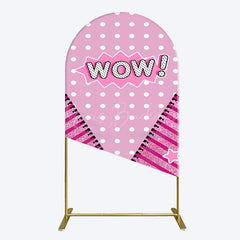 Lofaris Wow Glitter Pink Zipper Girl Birthday Arch Backdrop