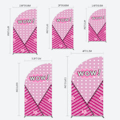 Lofaris Wow Glitter Pink Zipper Girl Birthday Half Moon Arch Backdrop