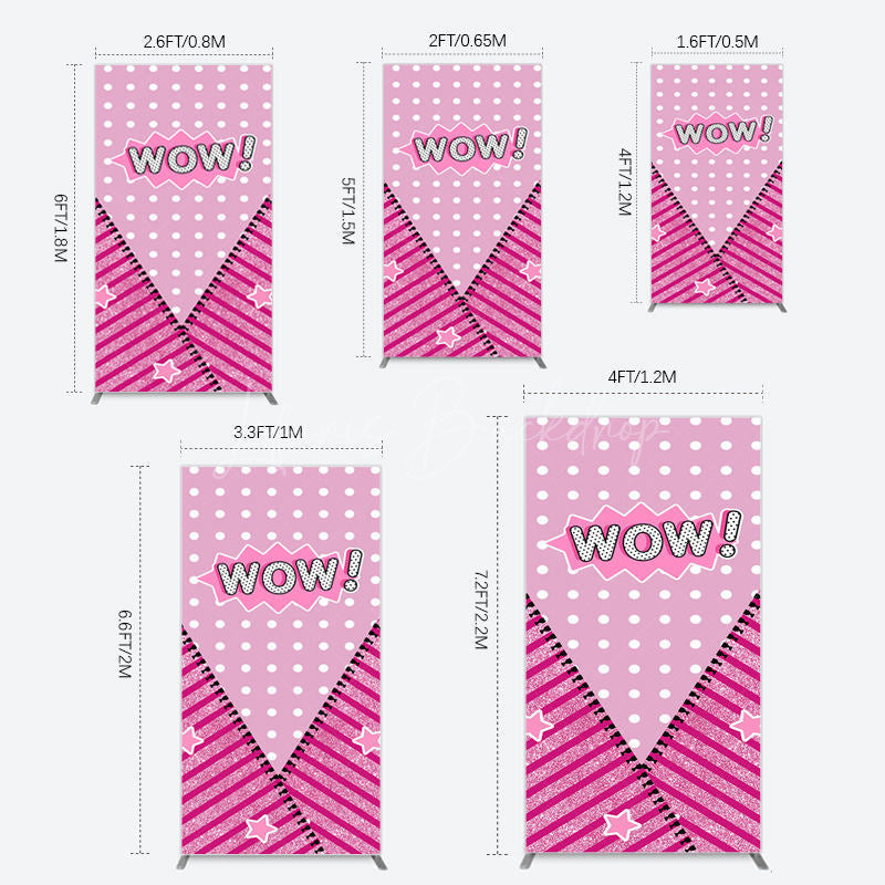 Lofaris Wow Glitter Pink Zipper Girl Birthday Rectangle Backdrop