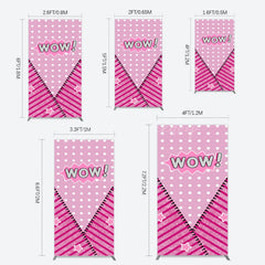 Lofaris Wow Glitter Pink Zipper Girl Birthday Rectangle Backdrop