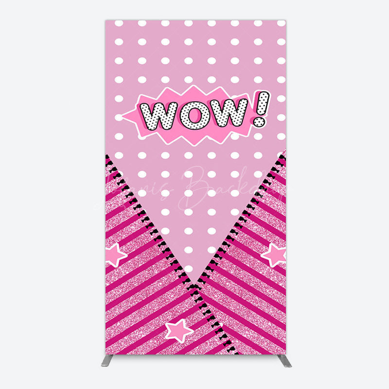 Lofaris Wow Glitter Pink Zipper Girl Birthday Rectangle Backdrop