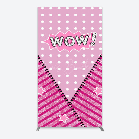 Lofaris Wow Glitter Pink Zipper Girl Birthday Rectangle Backdrop