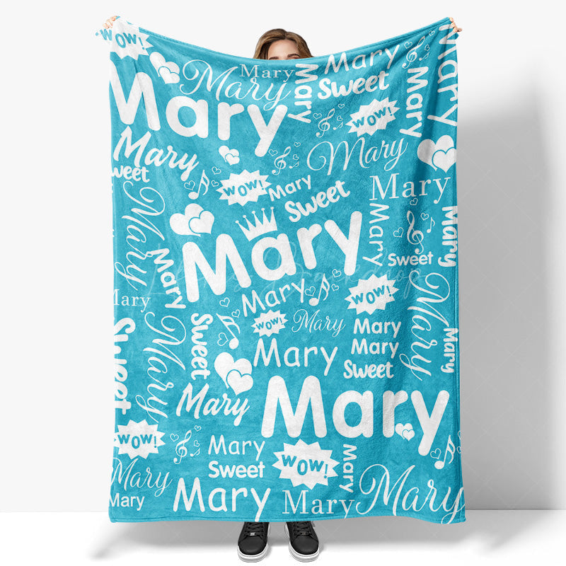 Lofaris Wow Sweet Heart Crown Blue White Custom Name Blanket