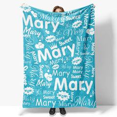 Lofaris Wow Sweet Heart Crown Blue White Custom Name Blanket