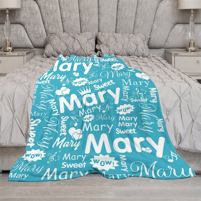 Lofaris Wow Sweet Heart Crown Blue White Custom Name Blanket