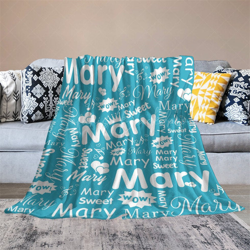Lofaris Wow Sweet Heart Crown Blue White Custom Name Blanket