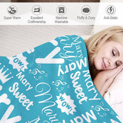 Lofaris Wow Sweet Heart Crown Blue White Custom Name Blanket