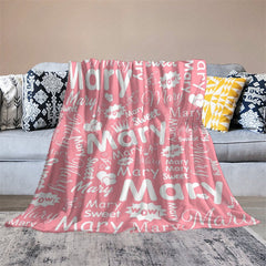 Lofaris Wow Sweet Heart Crown Pink White Custom Name Blanket