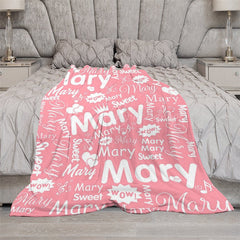 Lofaris Wow Sweet Heart Crown Pink White Custom Name Blanket