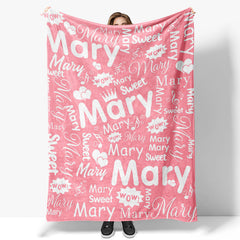 Lofaris Wow Sweet Heart Crown Pink White Custom Name Blanket