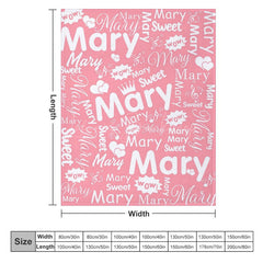 Lofaris Wow Sweet Heart Crown Pink White Custom Name Blanket