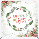 Lofaris Wreath Eat Drink Merry Tension Fabric Backdrop