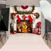 Lofaris Wreath Socks Candle Fireplace Gift Christmas Backdrop