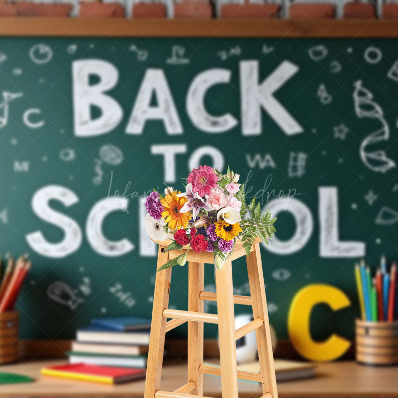 Lofaris Writing Back To School Blackboard Brick Backdrop