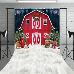 Lofaris Xmas Cowboy House Winter Nights Holiday Backdrop