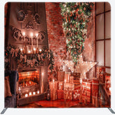 Lofaris Xmas Tree Brick Wall Fireplace Pillow Case Backdrop