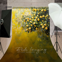 Lofaris Yellow Abstract Painted Lemons Fine Art Sweep Backdrop
