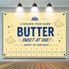 Lofaris Yellow and Blue Butter Sweet at One 1st Birthday Backdrop Golden Year Older Party Decoration