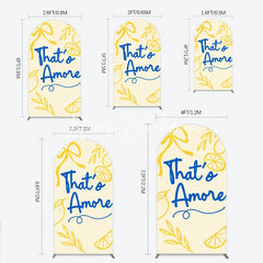 Lofaris Yellow and Blue Lemon That’s Amore Round Top Arch Backdrop Romantic Bridal Shower Party Decor.