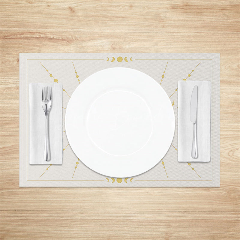 Lofaris Yellow Artistic Face Sun Moon Set Of 4 Placemats