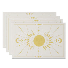 Lofaris Yellow Artistic Face Sun Moon Set Of 4 Placemats