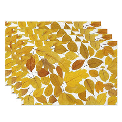 Lofaris Yellow Autumn Leaves Patterns Set of 4 Placemats
